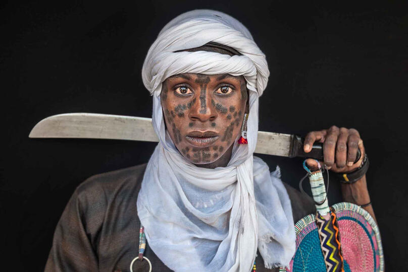 Wodaabe Scarification Portrait of a Japto - Wodabee tribesman © Roberto Pazzi
