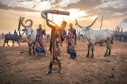 The Evening Call Group of Mundari tribesmen Buy Print
