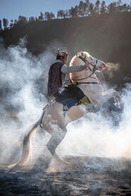 Rising Into the Light A Tengger horseman at the foot of the Bromo volcano Buy Now