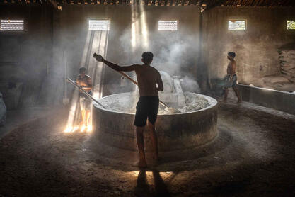 Light and Dust People at work in a noodle factory © Roberto Pazzi