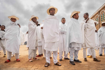 The White Shepherds Group of believers before the Sunday service © Roberto Pazzi