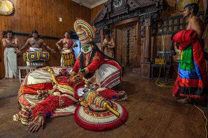 Kathakali Artists performing Kathakali, a major form of classical Indian dance © Roberto Pazzi